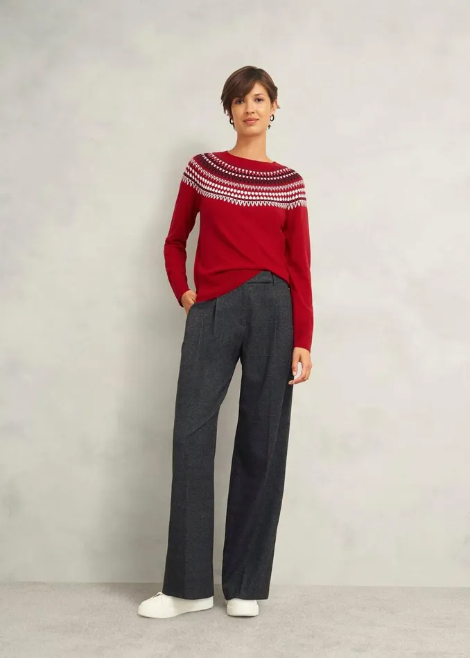 Women Jumpers and Cardigans Hobbs Greta Fairisle Jumper With Cashmere Red Multi