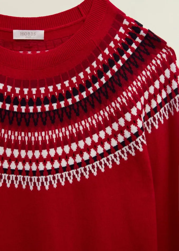 Women Jumpers and Cardigans Hobbs Greta Fairisle Jumper With Cashmere Red Multi