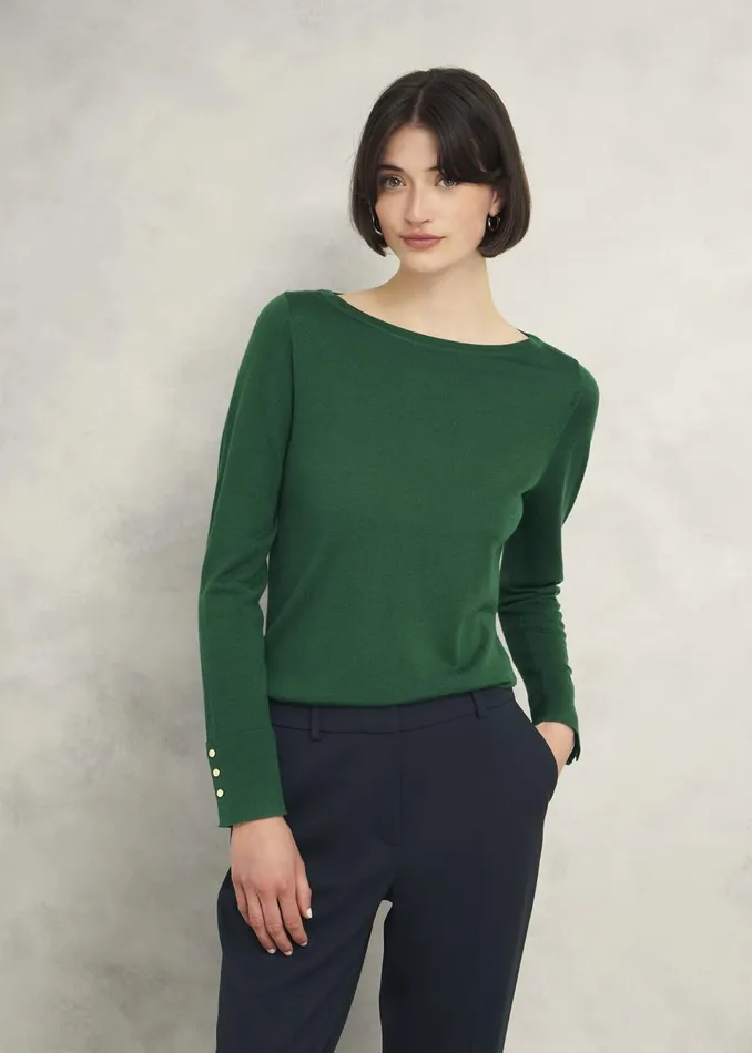 Women Jumpers and Cardigans Hobbs Perla Merino Wool Jumper Agate Green