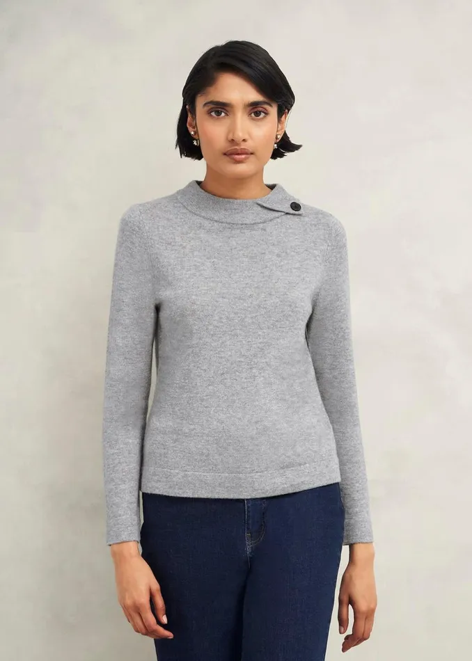 Women Jumpers and Cardigans Hobbs Talia Wool Cashmere Jumper Grey Marl