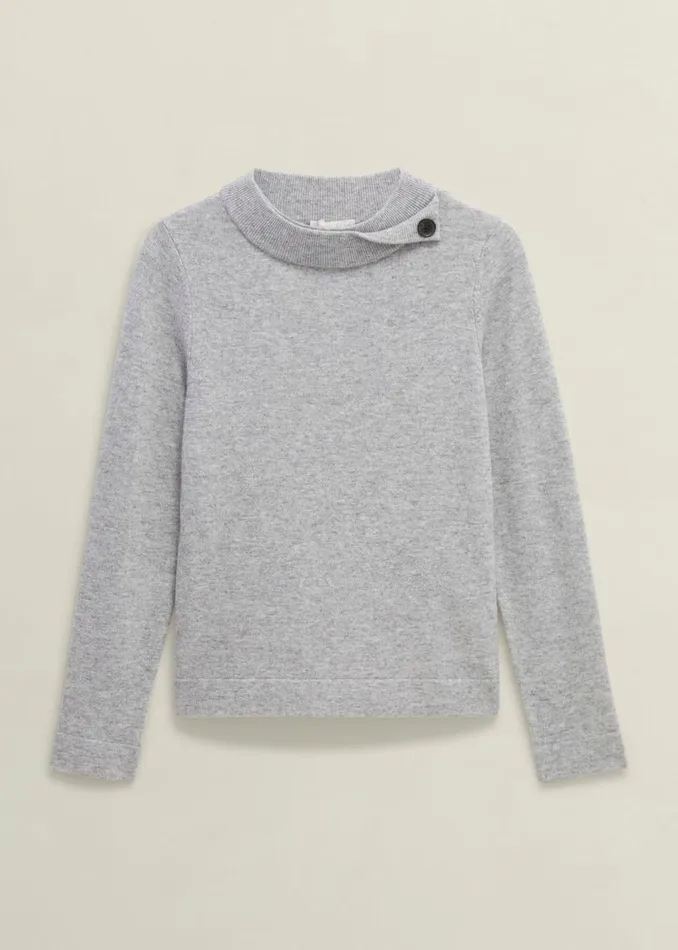 Women Jumpers and Cardigans Hobbs Talia Wool Cashmere Jumper Grey Marl