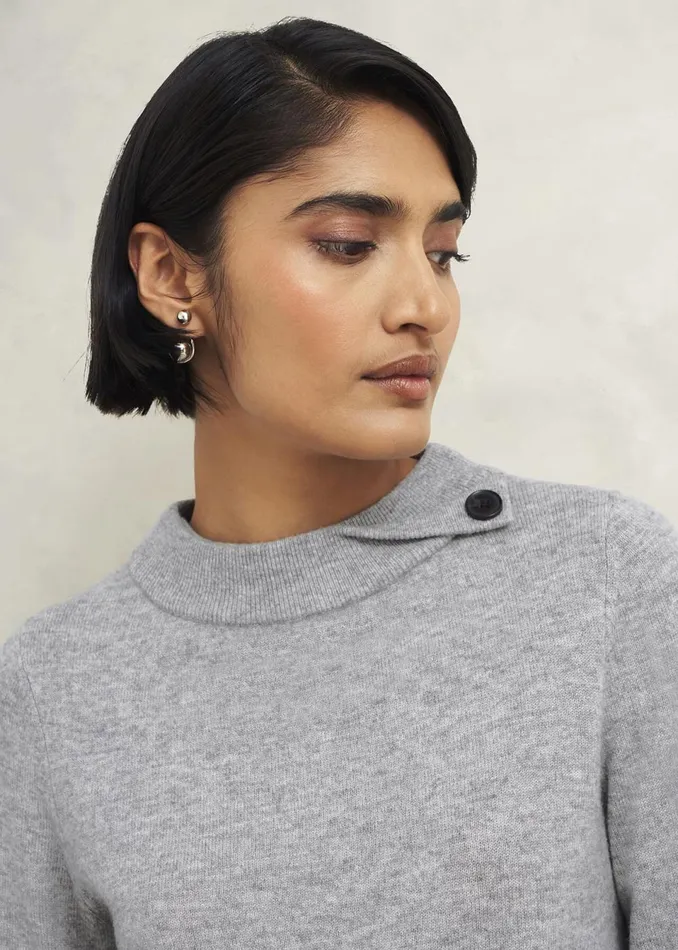 Women Jumpers and Cardigans Hobbs Talia Wool Cashmere Jumper Grey Marl