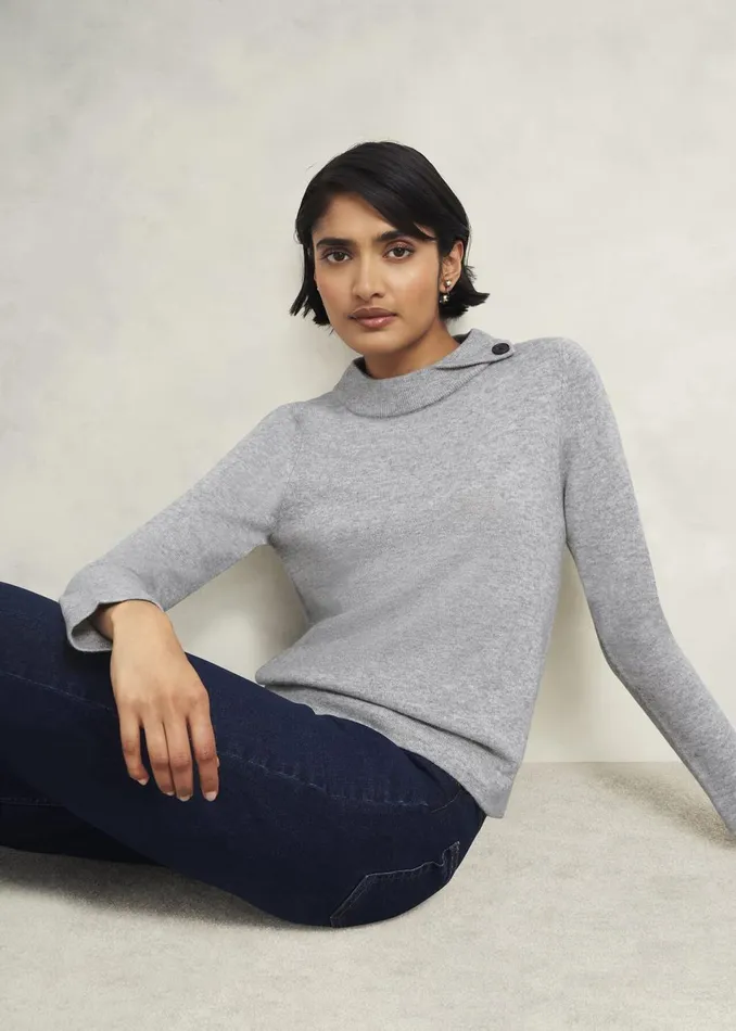 Women Jumpers and Cardigans Hobbs Talia Wool Cashmere Jumper Grey Marl