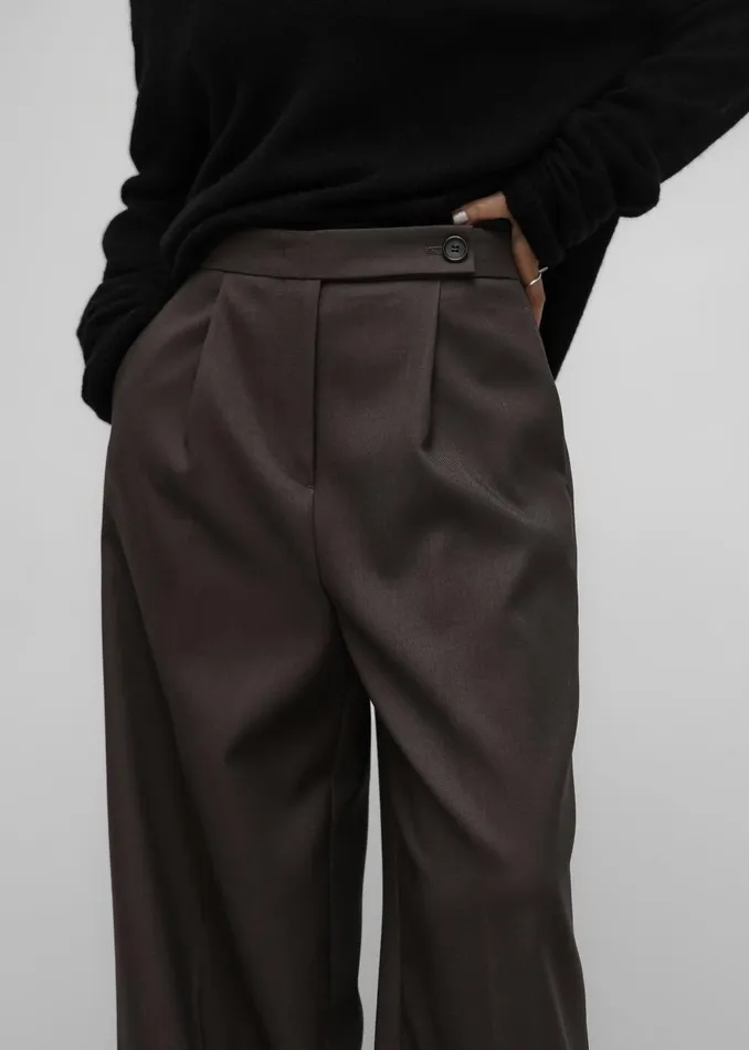 Women Kamila Wide Leg Trousers 8211 Brown The Frankie Shop Bottoms