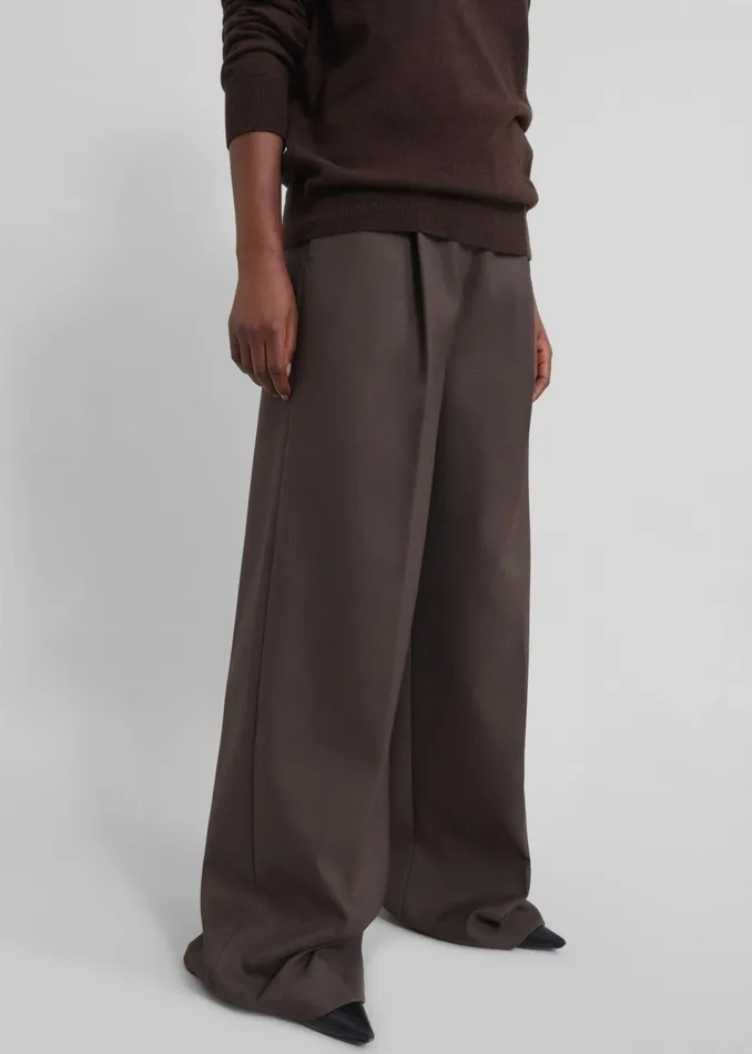 Women Kamila Wide Leg Trousers 8211 Brown The Frankie Shop Bottoms
