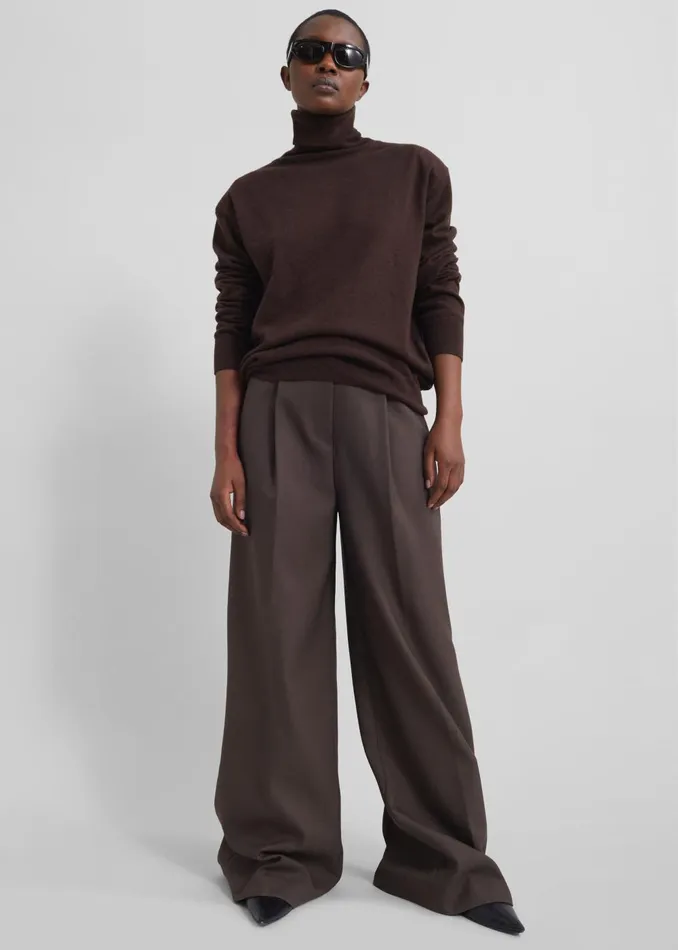 Women Kamila Wide Leg Trousers 8211 Brown The Frankie Shop Bottoms