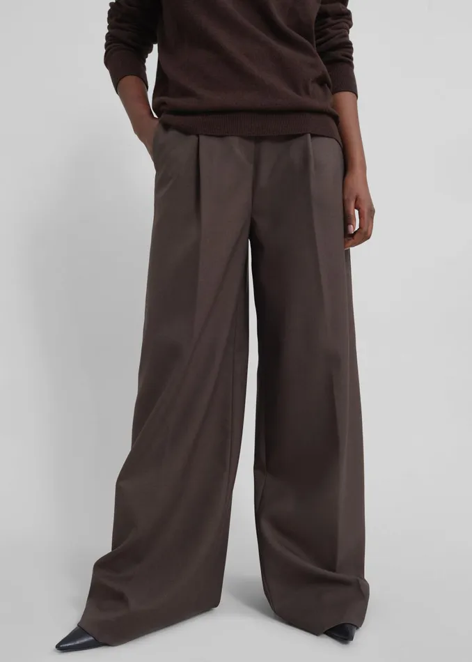 Women Kamila Wide Leg Trousers 8211 Brown The Frankie Shop Bottoms