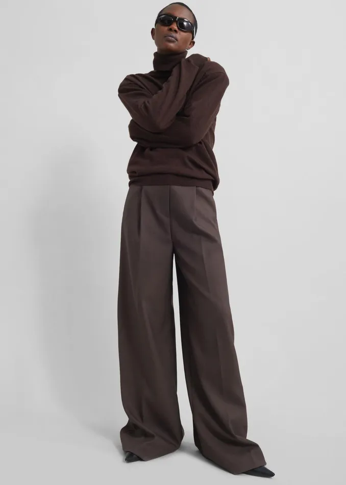 Women Kamila Wide Leg Trousers 8211 Brown The Frankie Shop Bottoms