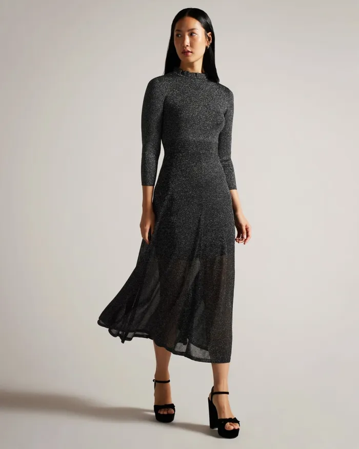 Women KANNIE 8211 Metallic Knitted Maxi Dress Black Ted Baker Dresses Women KANNIE 8211 Metallic Knitted Maxi Dress Black Ted Baker Dresses