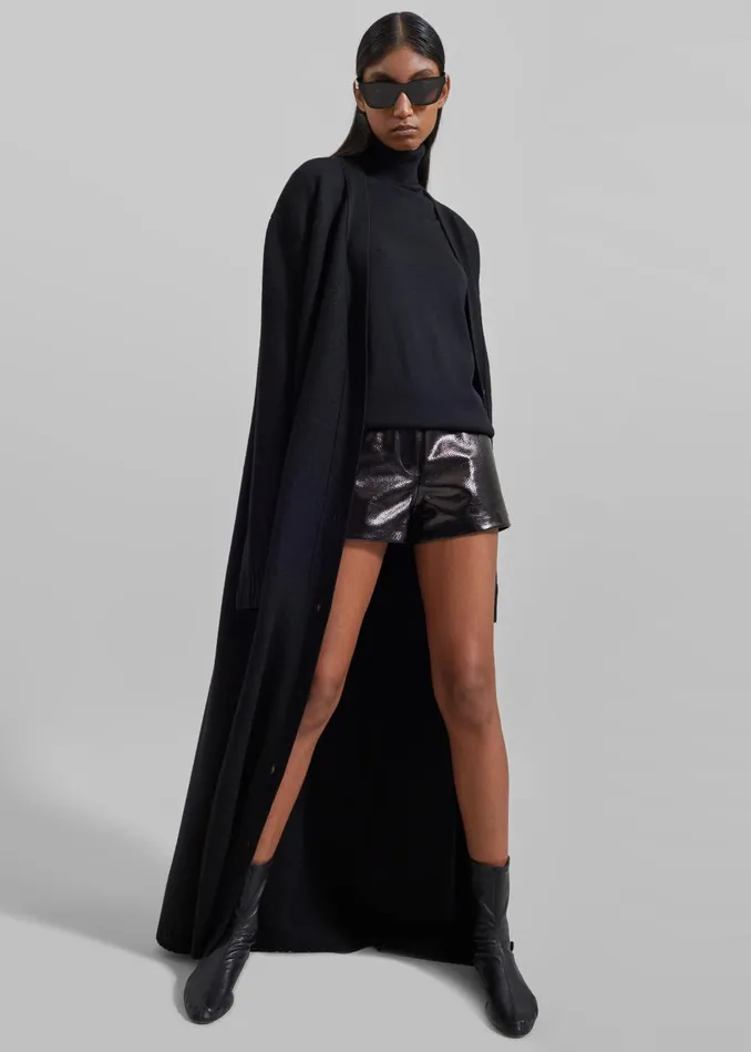 Women Kate Crackled Faux Leather Mini Shorts 8211 Black The Frankie Shop Bottoms