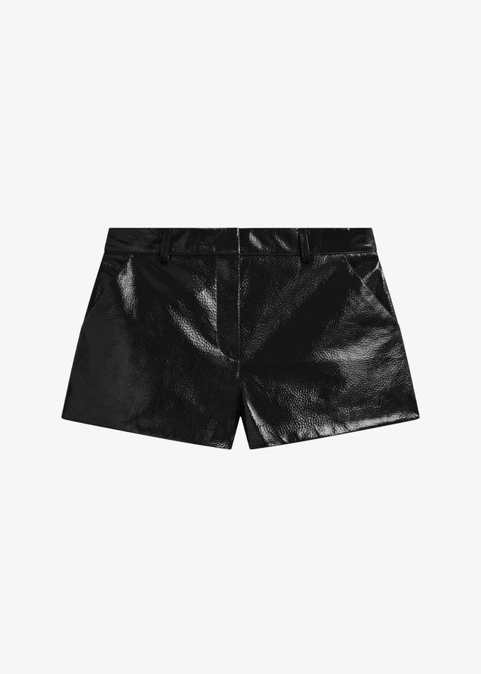 Women Kate Crackled Faux Leather Mini Shorts 8211 Black The Frankie Shop Bottoms