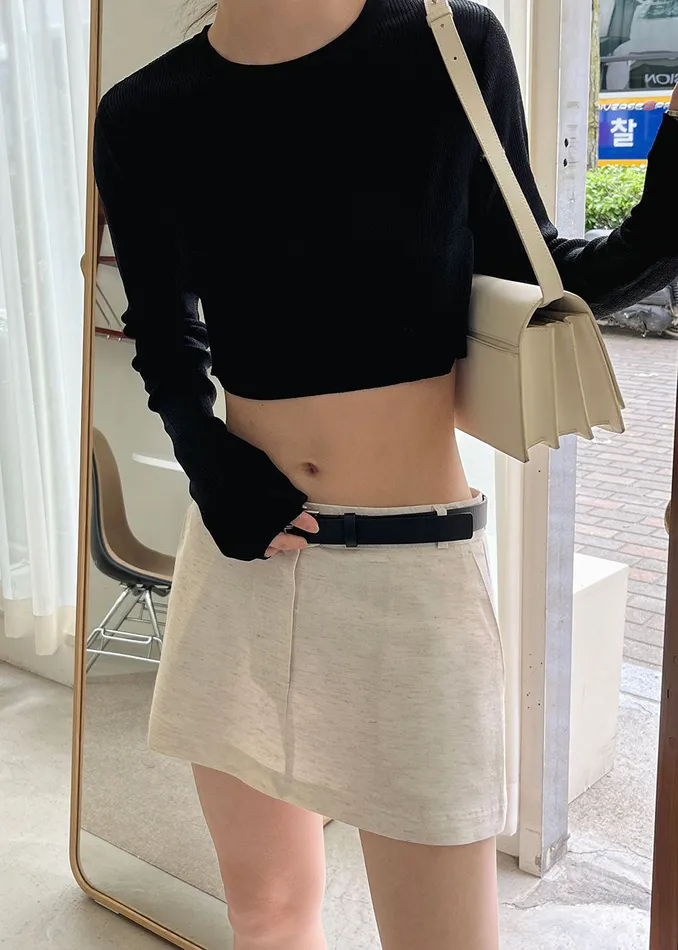 Women Kaz Cropped Knit Top 8211 Black The Frankie Shop Tops