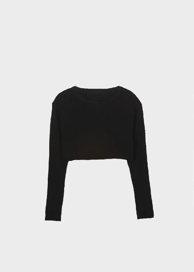 Women Kaz Cropped Knit Top 8211 Black The Frankie Shop Tops