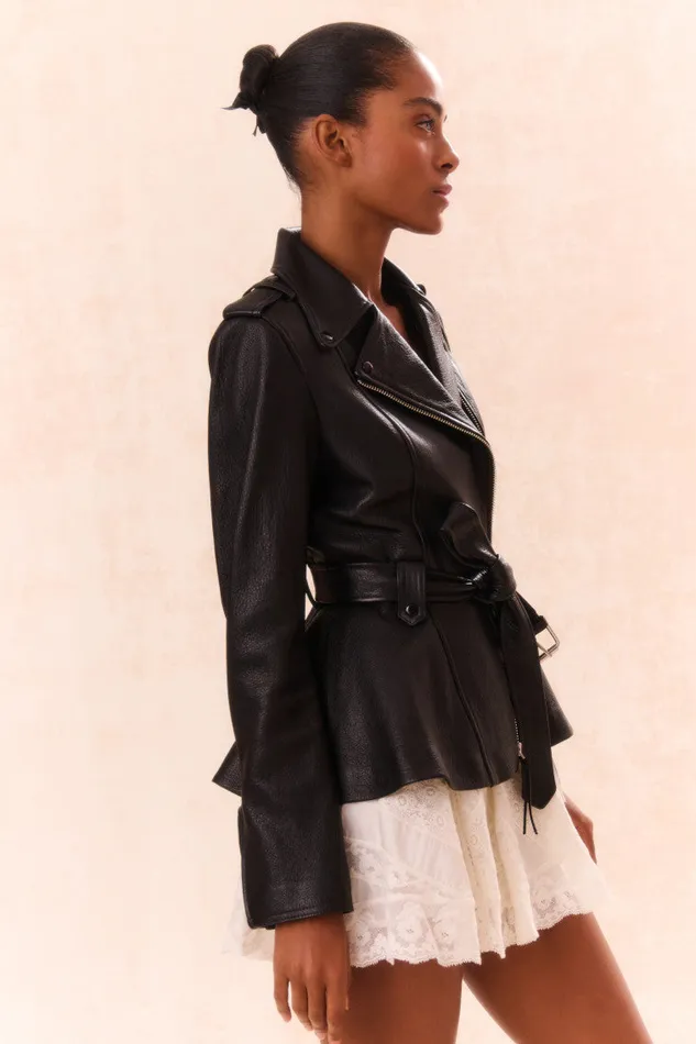 WomenKids Jackets and Coats LoveShackFancy Montine Lamb Leather Moto Jacket Black WomenKids Jackets and Coats LoveShackFancy Montine Lamb Leather Moto Jacket Black