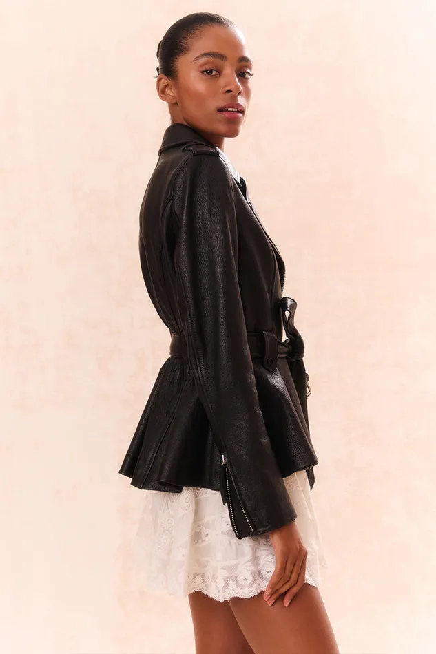 WomenKids Jackets and Coats LoveShackFancy Montine Lamb Leather Moto Jacket Black WomenKids Jackets and Coats LoveShackFancy Montine Lamb Leather Moto Jacket Black