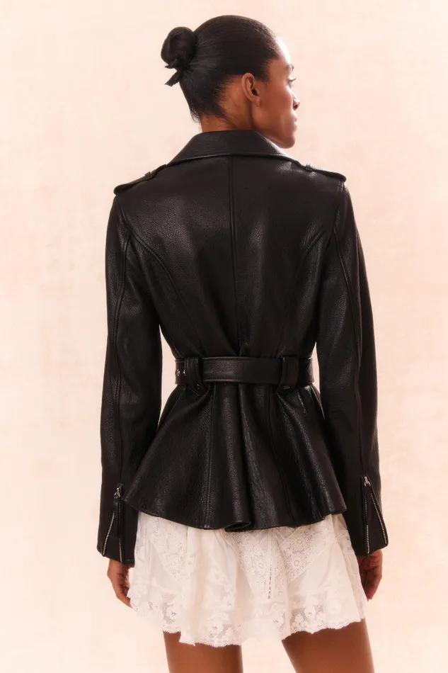 WomenKids Jackets and Coats LoveShackFancy Montine Lamb Leather Moto Jacket Black WomenKids Jackets and Coats LoveShackFancy Montine Lamb Leather Moto Jacket Black
