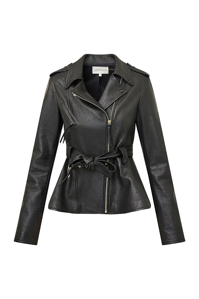 WomenKids Jackets and Coats LoveShackFancy Montine Lamb Leather Moto Jacket Black WomenKids Jackets and Coats LoveShackFancy Montine Lamb Leather Moto Jacket Black