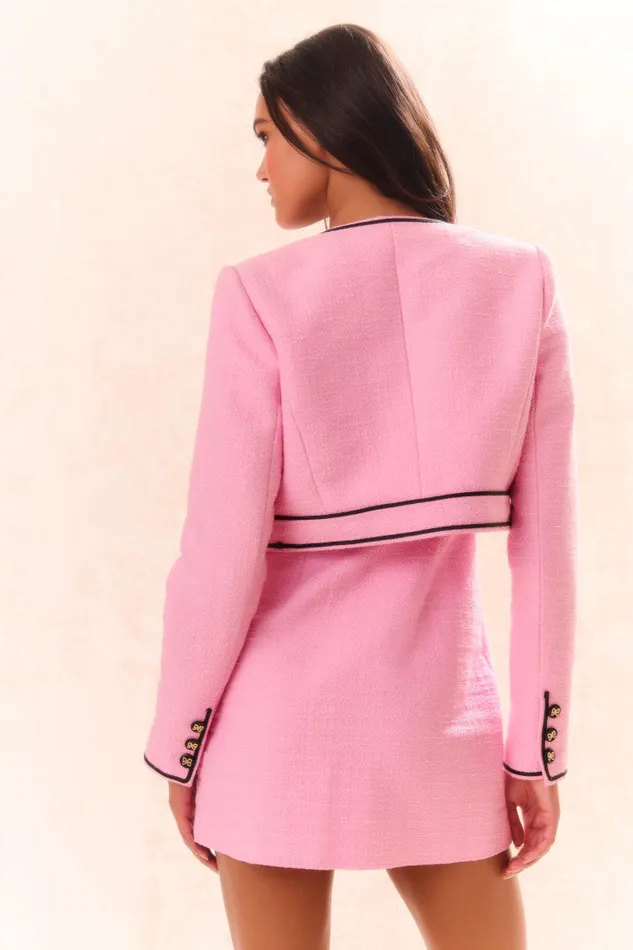 WomenKids Jackets and Coats LoveShackFancy Talika Tweed Jacket Pirouette Pink