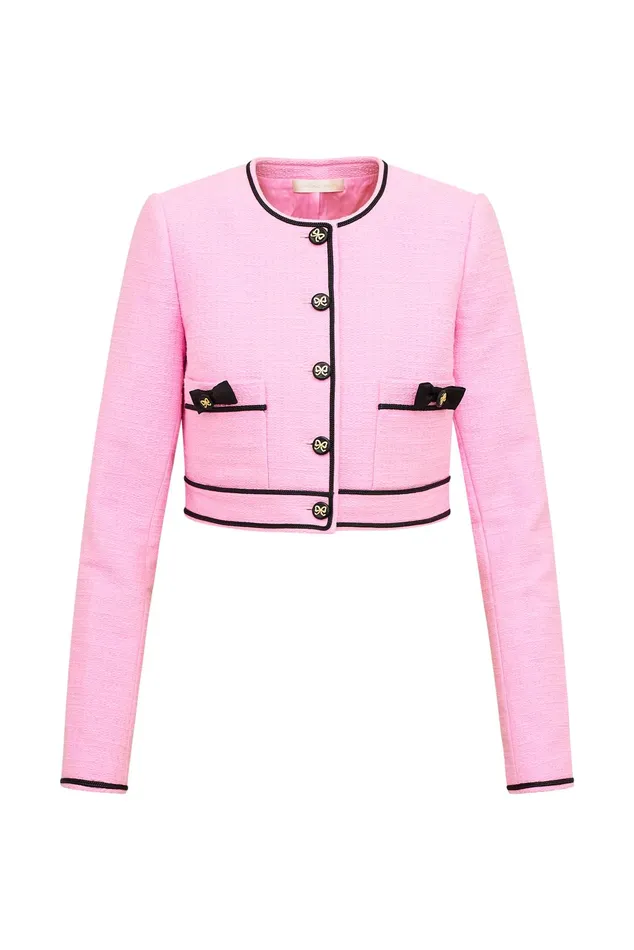 WomenKids Jackets and Coats LoveShackFancy Talika Tweed Jacket Pirouette Pink