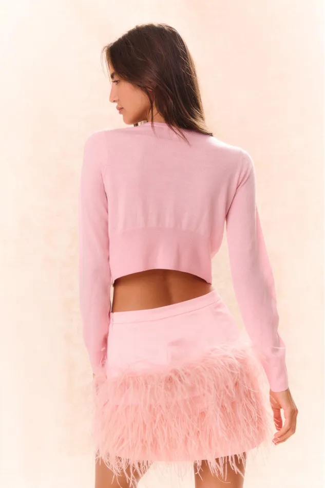 WomenKids Sweaters LoveShackFancy Modine Embellished Wool Cardigan Pink Frosting