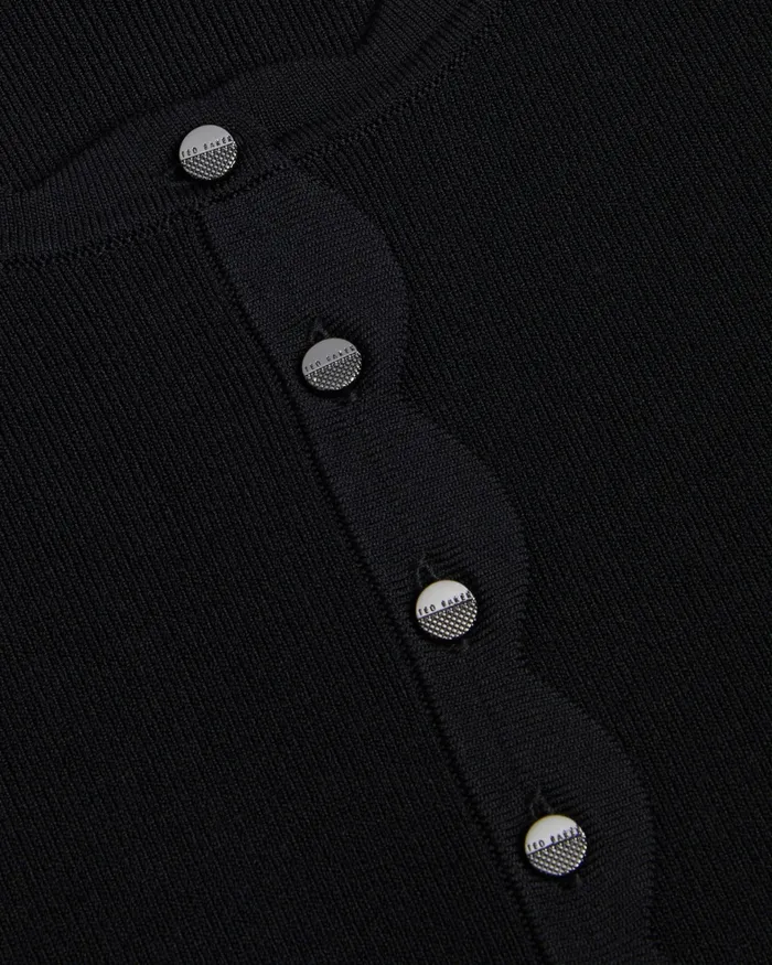 Women KKLARA 8211 Cropped Scallop Trim Cardigan Black Ted Baker Jumpers and Cardigans Women KKLARA 8211 Cropped Scallop Trim Cardigan Black Ted Baker Jumpers and Cardigans