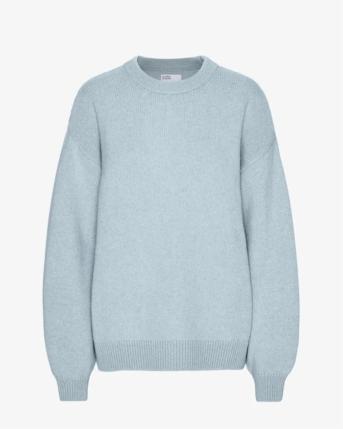 Women Knit Sweaters Colorfulstandard Oversized Merino Wool Crew 8211 Polar Blue