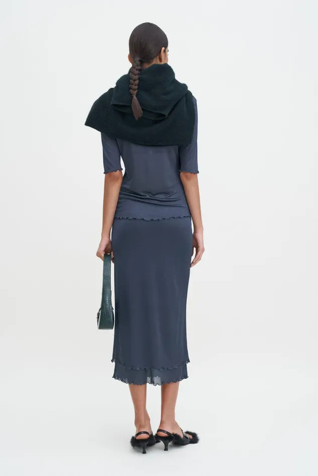 Women Layered Frill Crepe Skirt Dawn Blue Filippa K Skirts