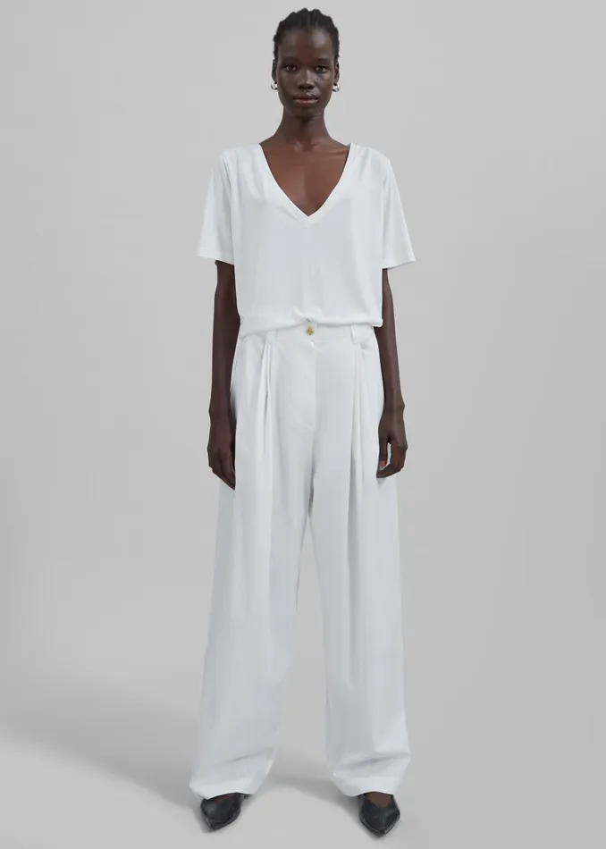 Women Lea Cotton Trousers 8211 White The Frankie Shop Bottoms