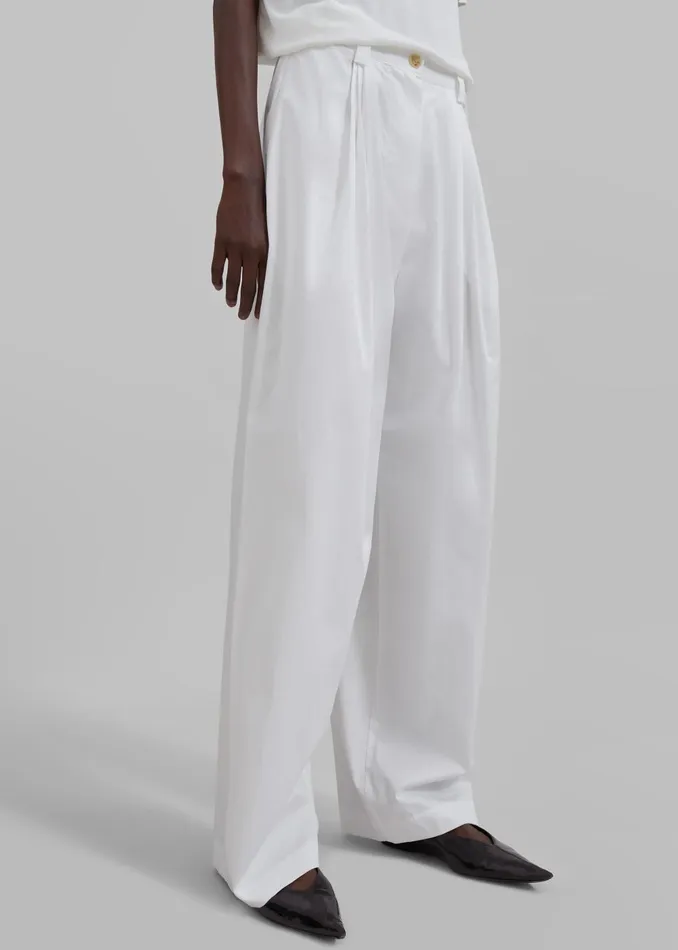 Women Lea Cotton Trousers 8211 White The Frankie Shop Bottoms