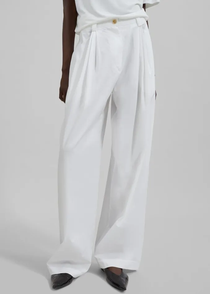 Women Lea Cotton Trousers 8211 White The Frankie Shop Bottoms