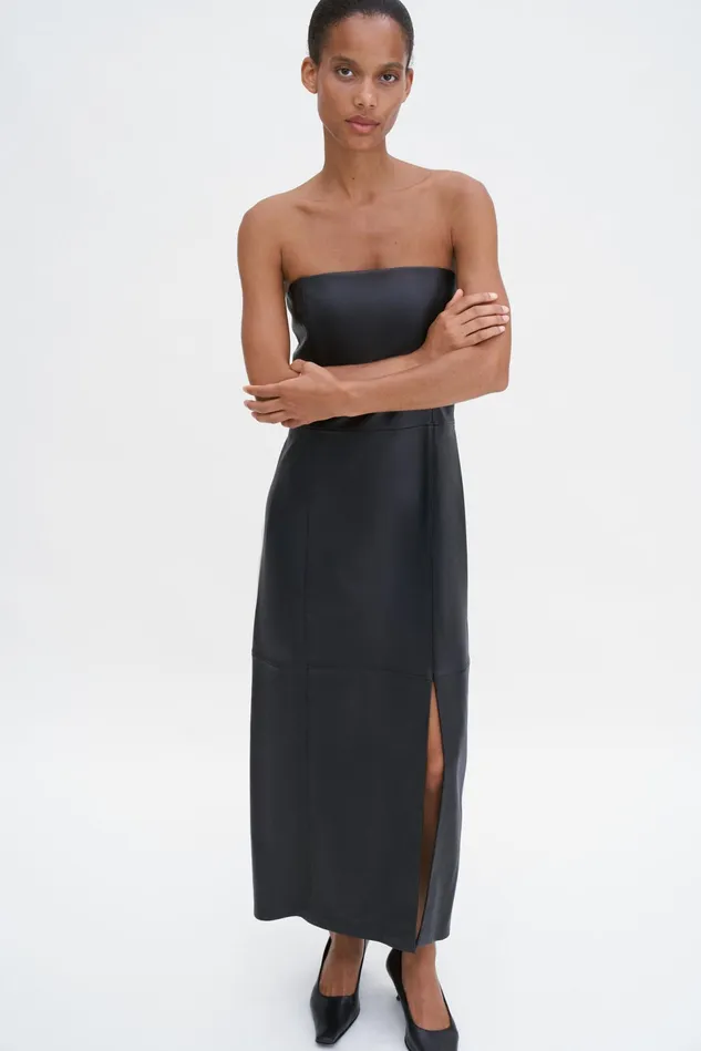 Women Leather Tube Dress Black Filippa K Dresses