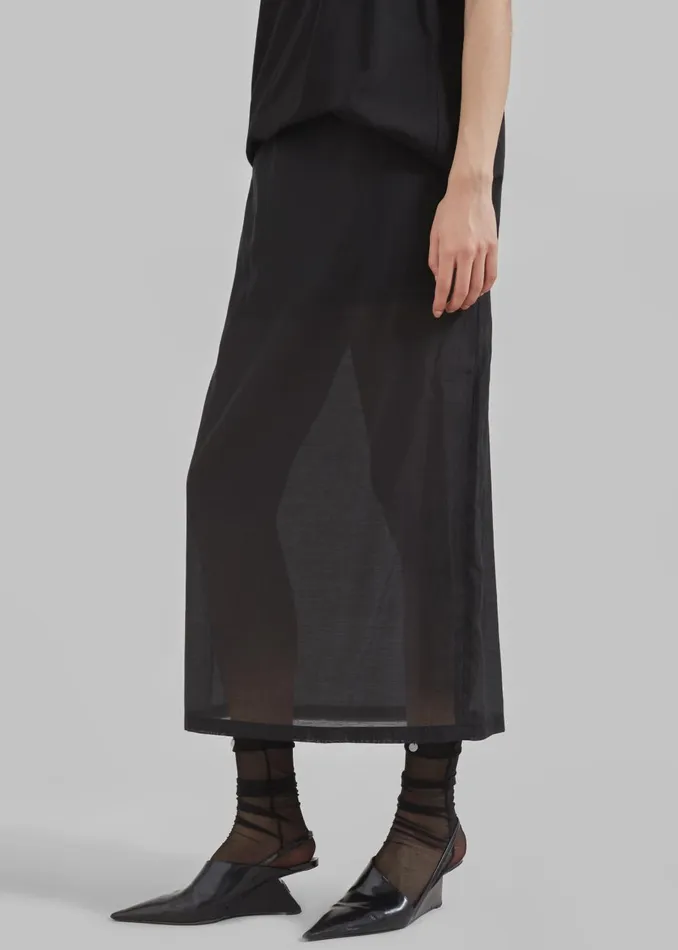 Women Lenore Semi Sheer Midi Skirt 8211 Black The Frankie Shop Bottoms