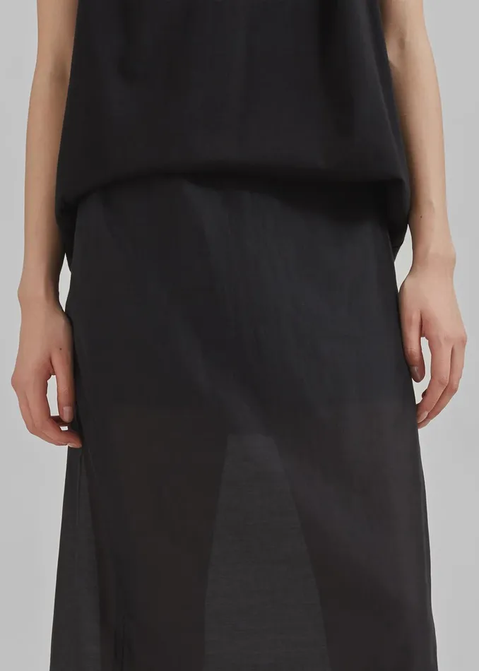 Women Lenore Semi Sheer Midi Skirt 8211 Black The Frankie Shop Bottoms