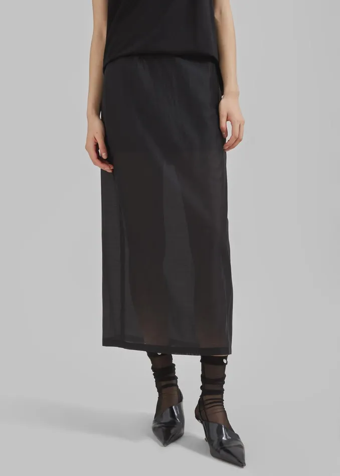 Women Lenore Semi Sheer Midi Skirt 8211 Black The Frankie Shop Bottoms
