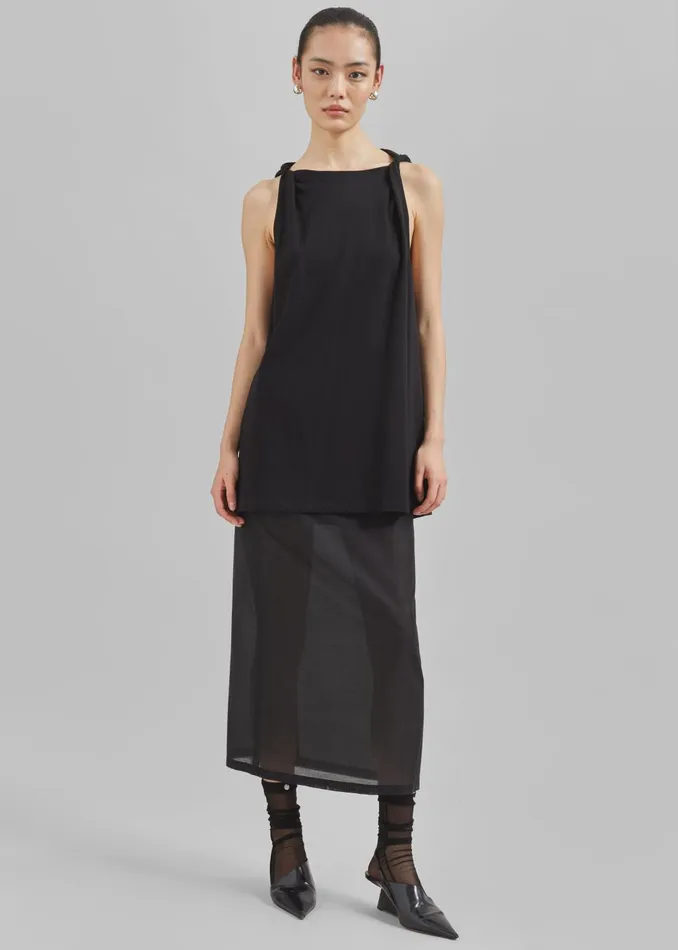 Women Lenore Semi Sheer Midi Skirt 8211 Black The Frankie Shop Bottoms