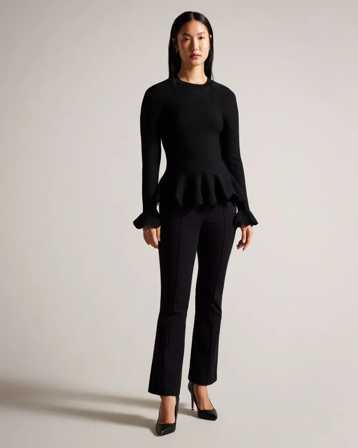 Women LILLYYY 8211 Long Sleeve Scalloped Peplum Top Black Ted Baker Tops and Blouses Women LILLYYY 8211 Long Sleeve Scalloped Peplum Top Black Ted Baker Tops and Blouses