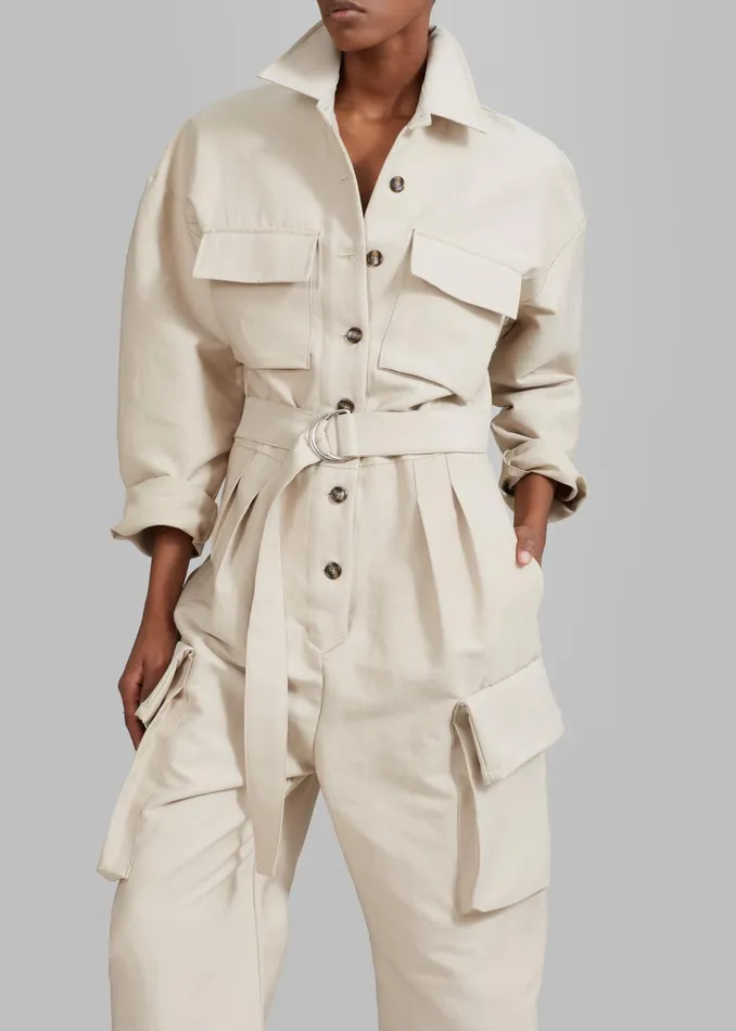 Women Linda Jumpsuit 8211 Light Beige The Frankie Shop Jumpsuits