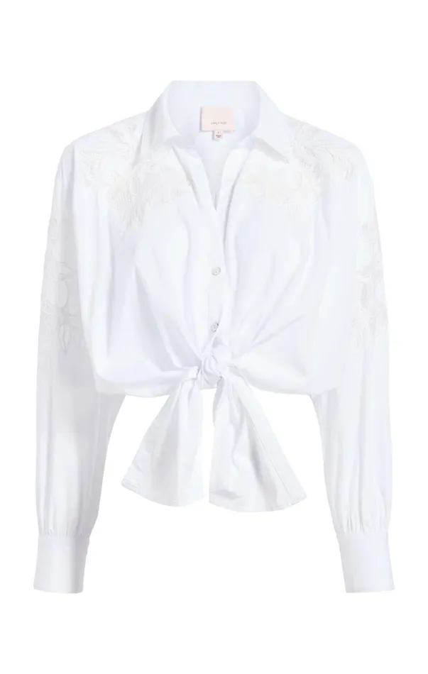 Women Long Sleeve Tops Cinq Sept Cutout Embellished Marianna Top White