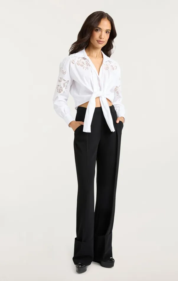 Women Long Sleeve Tops Cinq Sept Cutout Embellished Marianna Top White