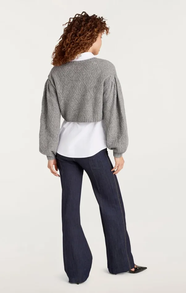 Women Long Sleeve Tops Cinq Sept Landry Pullover Heather Greywhite