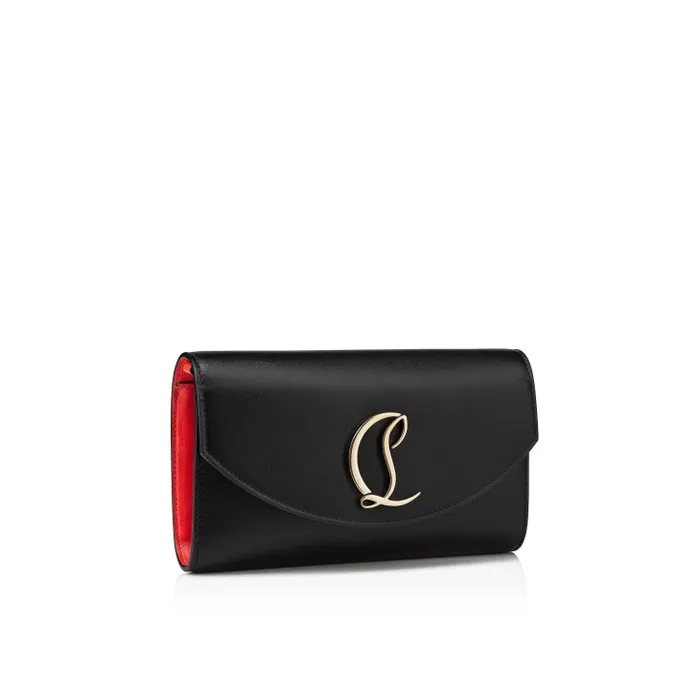 Women Loubi54 Wallet On Chain 8211 Calf Leather 8211 Black And Gold Christian Louboutin Clutches and Evening Bags