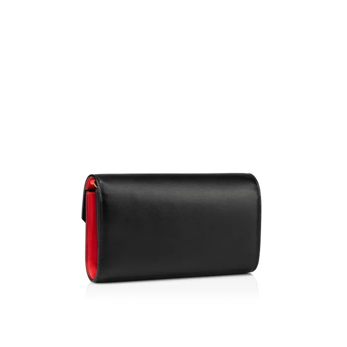 Women Loubi54 Wallet On Chain 8211 Calf Leather 8211 Black And Gold Christian Louboutin Clutches and Evening Bags