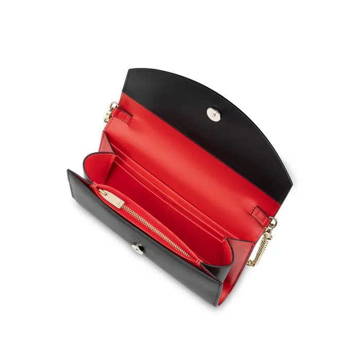 Women Loubi54 Wallet On Chain 8211 Calf Leather 8211 Black And Gold Christian Louboutin Clutches and Evening Bags