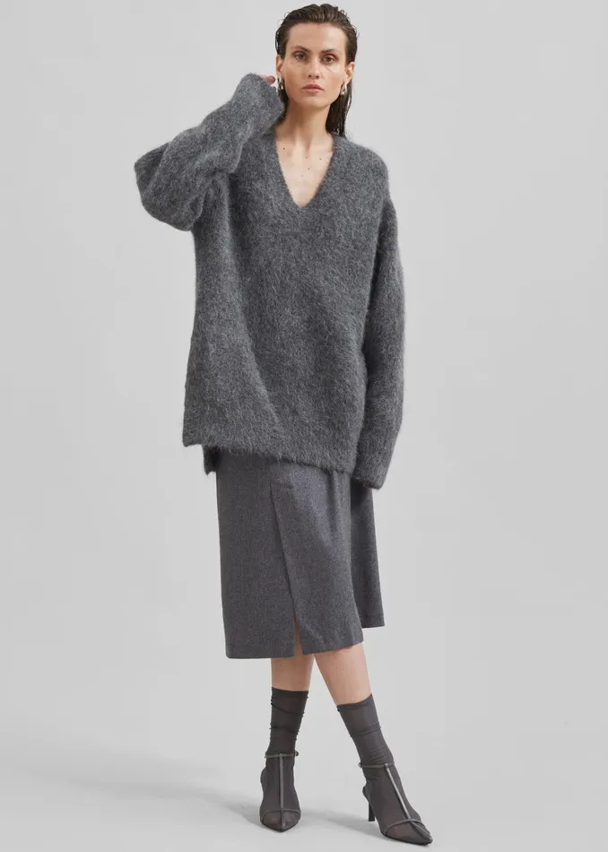 Women Loulou Studio Goto Sweater 8211 Anthracite Melange The Frankie Shop Knitwear