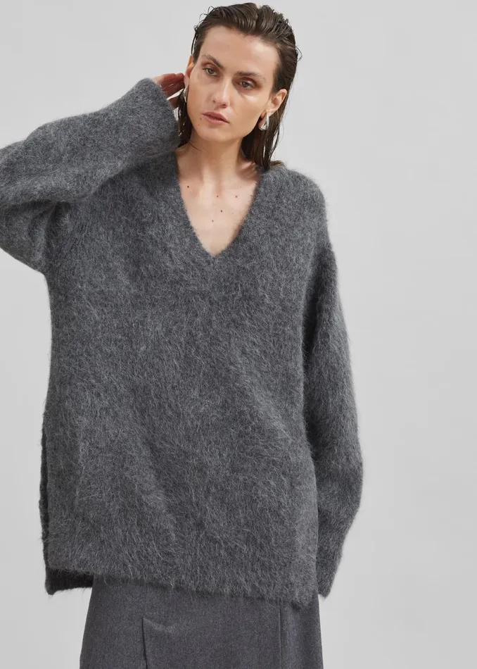 Women Loulou Studio Goto Sweater 8211 Anthracite Melange The Frankie Shop Knitwear