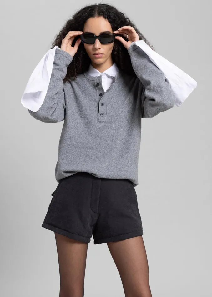 Women Low Classic Padded Stitch Mini Pants 8211 Charcoal The Frankie Shop Bottoms