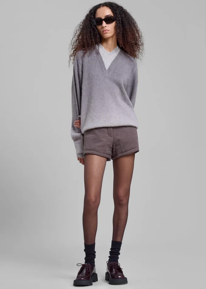 Women Low Classic Padded Stitch Mini Pants 8211 Grey The Frankie Shop Bottoms