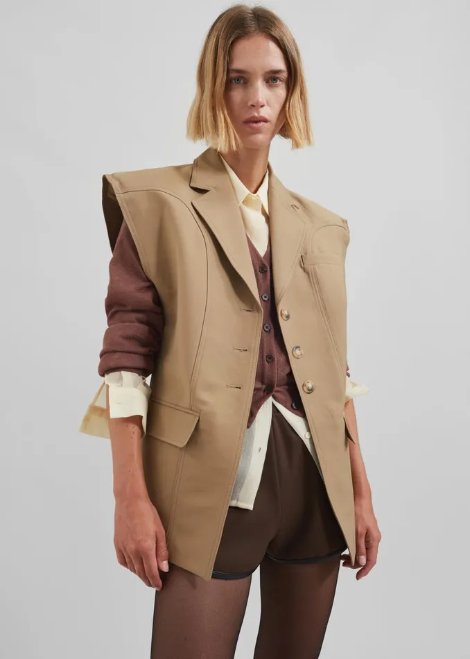 Women Lucerne Vest 8211 Beige The Frankie Shop Outerwear
