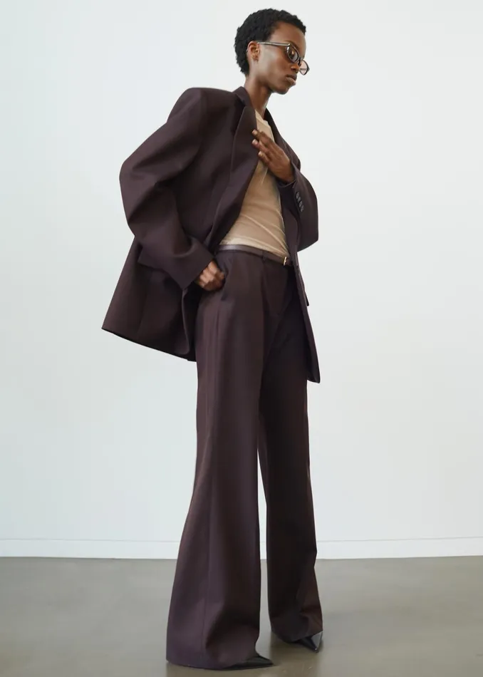 Women Lyra Flared Pants 8211 Dark Plum The Frankie Shop Bottoms