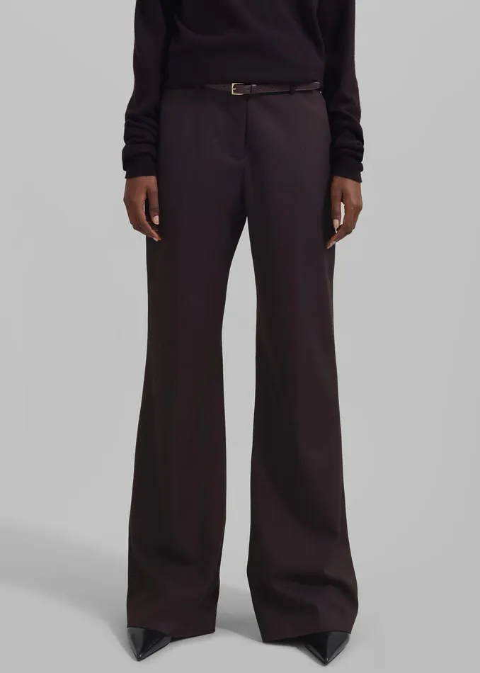 Women Lyra Flared Pants 8211 Dark Plum The Frankie Shop Bottoms